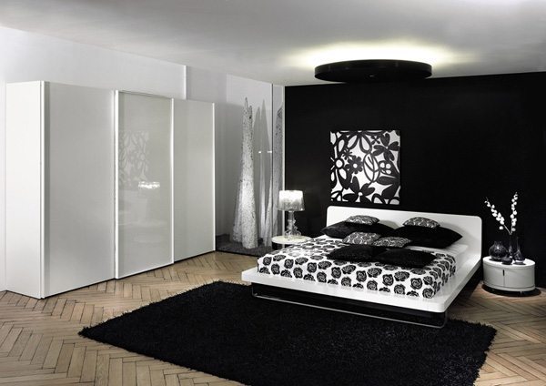 balck & white bedroom design