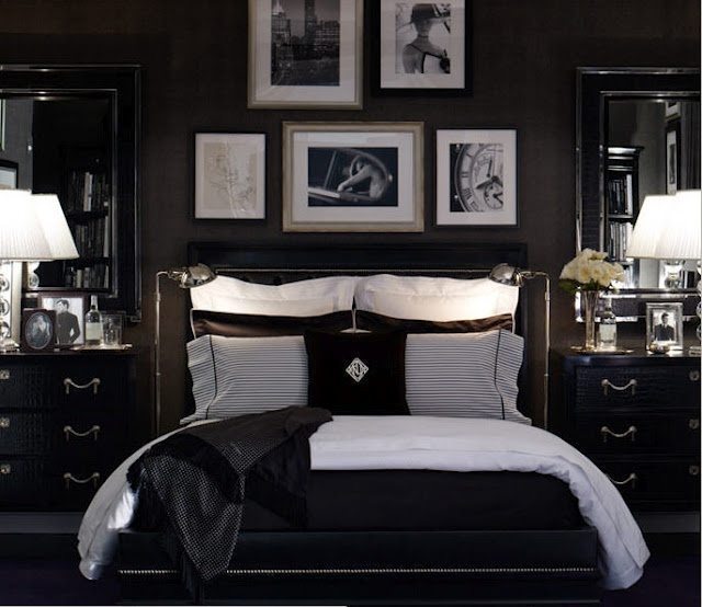 chic bedroom design in black