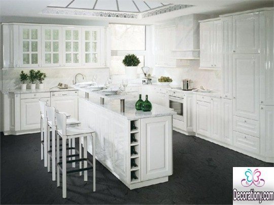 white kitchen with island