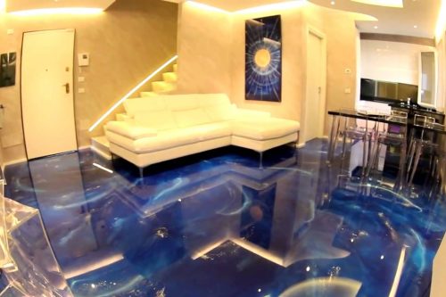 blue 3d flooring