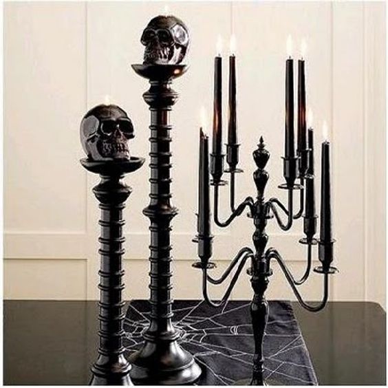 black candles for Halloween decoration