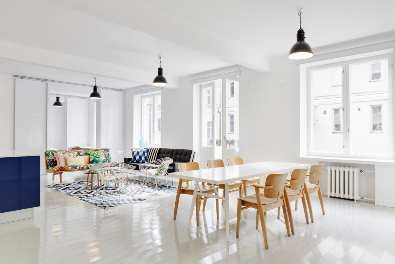 Scandinavian furniture design in white
