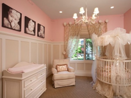Cute Room Pink White Chic Round Baby Crib Designs Ideas