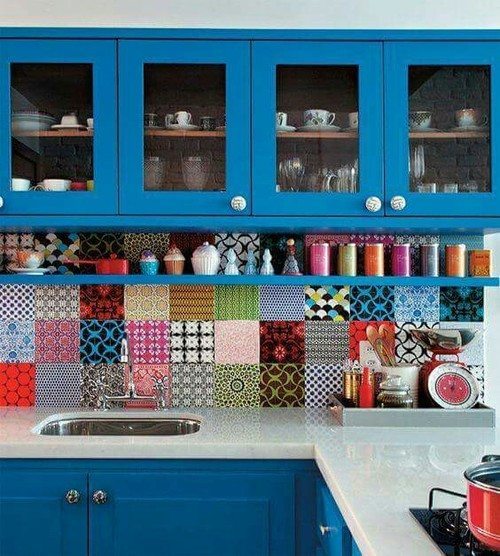 Blue colorful kitchen