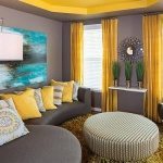 Yellow and gray living room color pallette