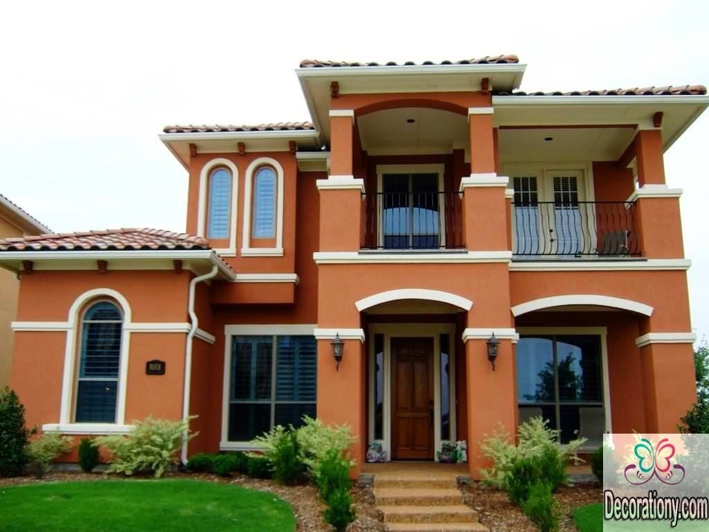 Exterior house color orange scheme for huge houses