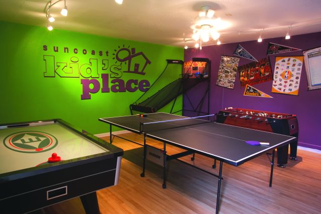 Cozy game room with pool table