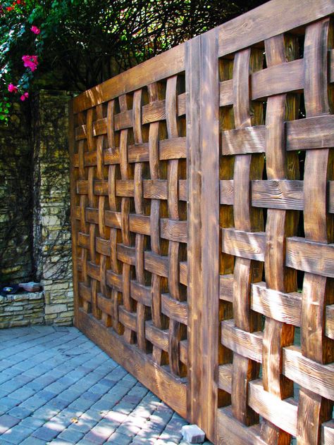 natural wood lattice fence panels