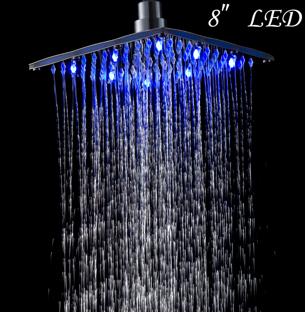 LED-Changing-Color-Rainfall-8-inch-Shower-Head-Chrome-Brass-Square-Bath-Top-Sprayer