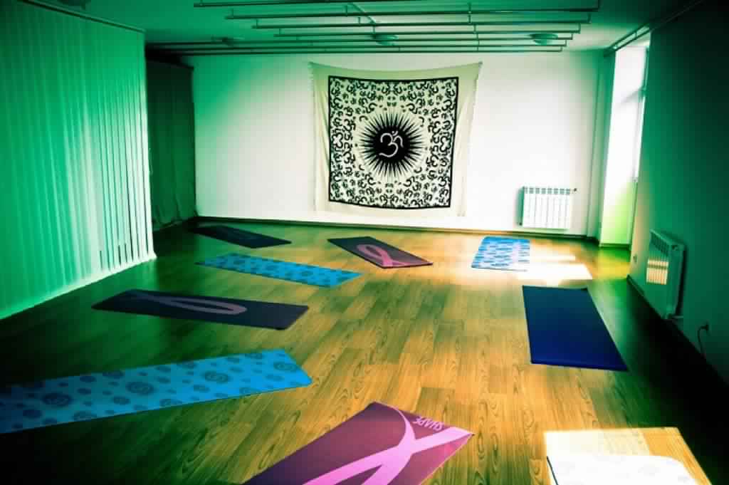 Meditation Room Decorating studio with disco lighting