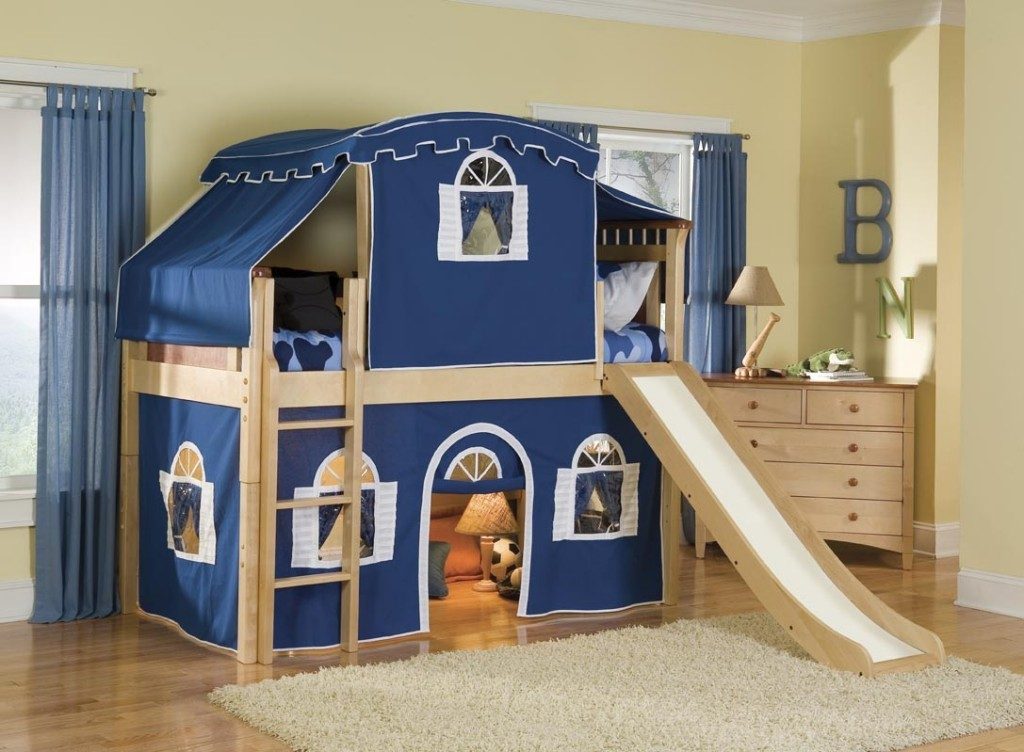 loft bed with slide for boy