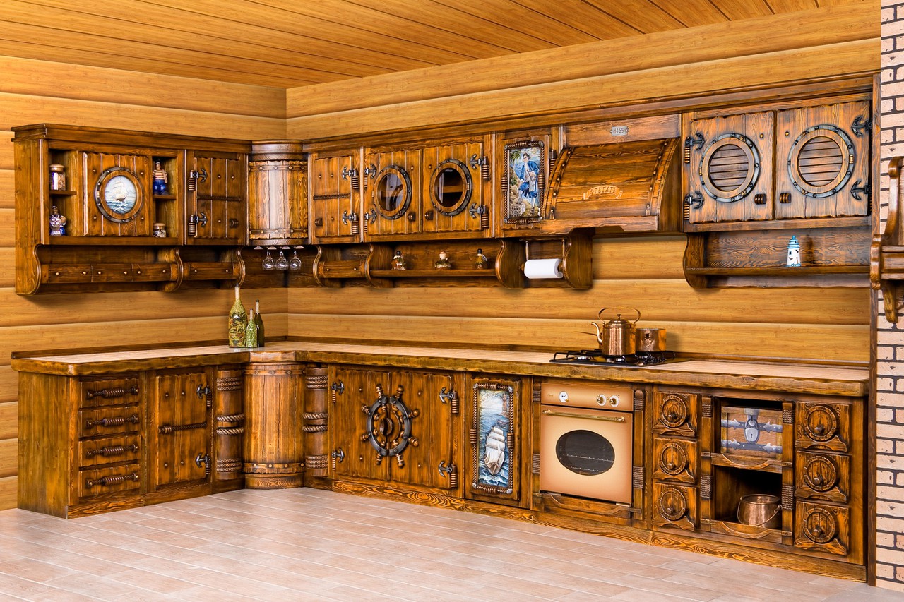Rustic Kitchen Cabinets - Carved kitchens from wood 