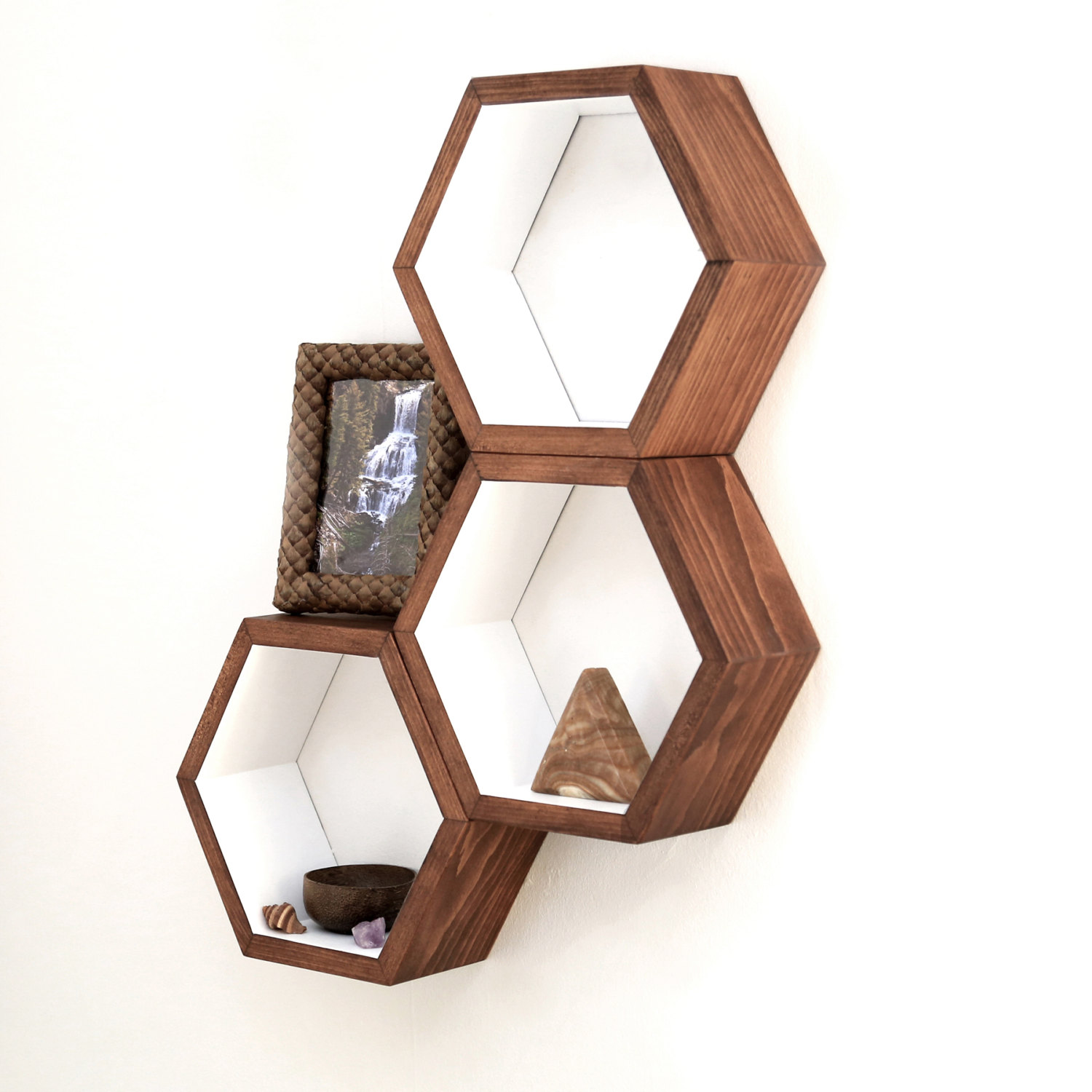 Hexagonal Wall Shelf - Decorative Cubby Wall Shelf