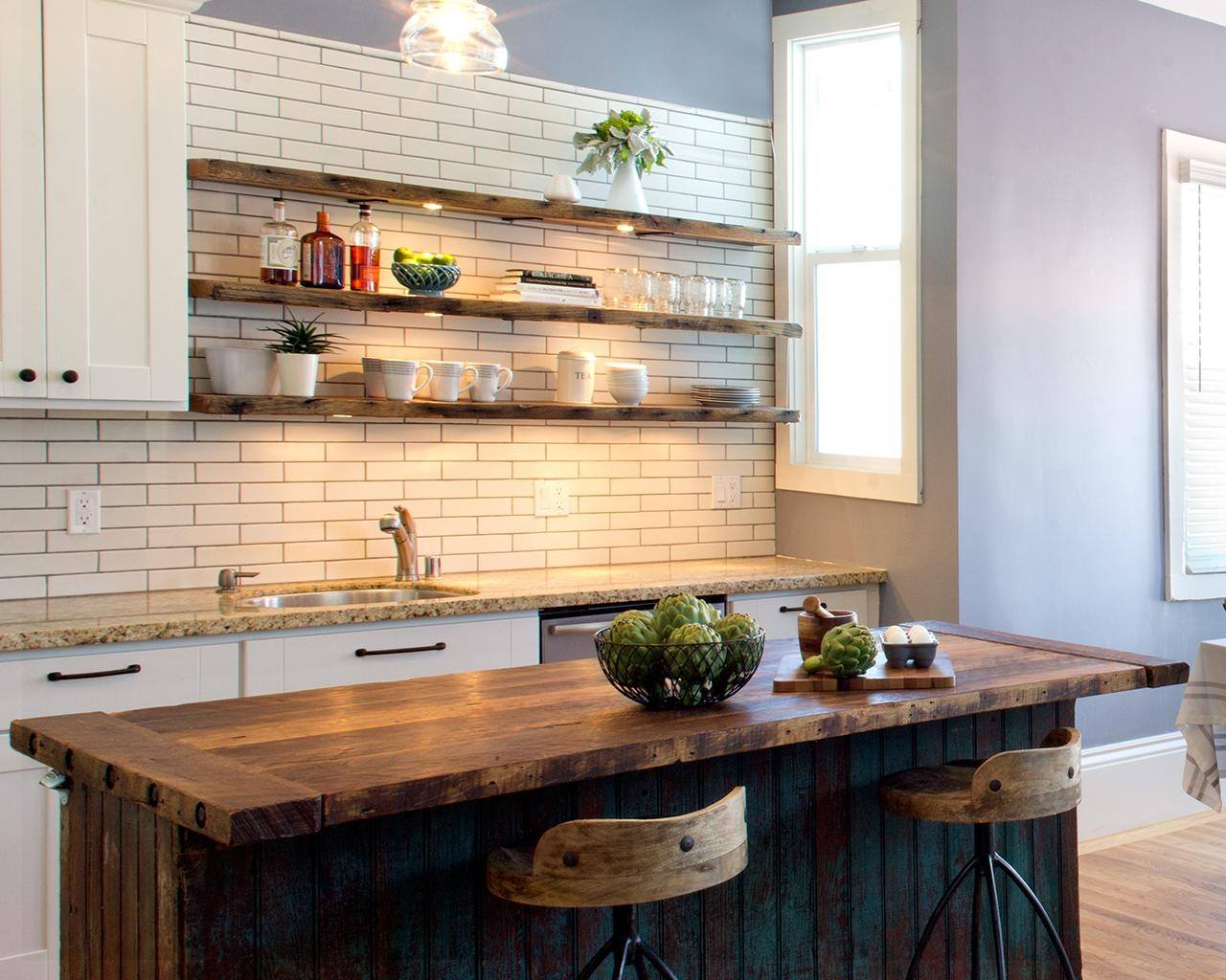 Rustic Kitchen Cabinets - Doorless kitchen