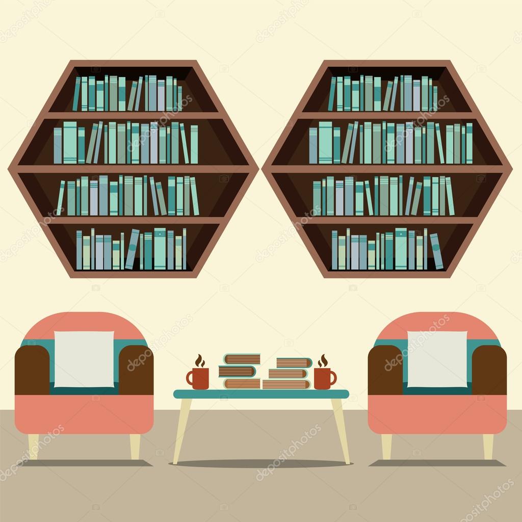 Hexagonal Wall Shelf - Hexagon book vector illustration