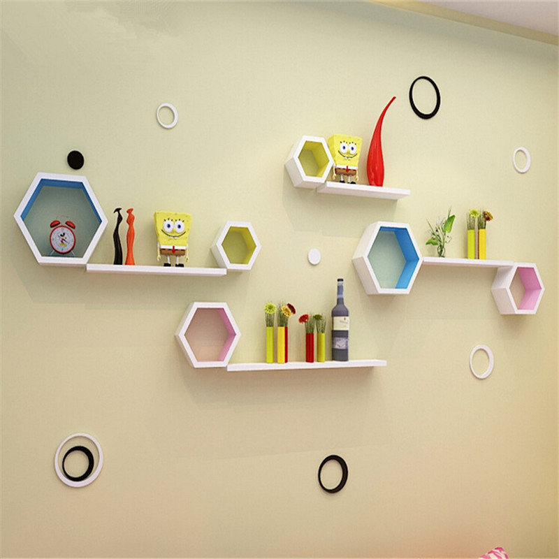 Hexagonal Wall Shelf - Set of 3 pieces for Wall Shelves with hexagonal shape