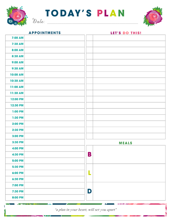 Daily Planner Printable - Time Management Daily Planner Templates