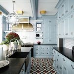 dark blue kitchen walls