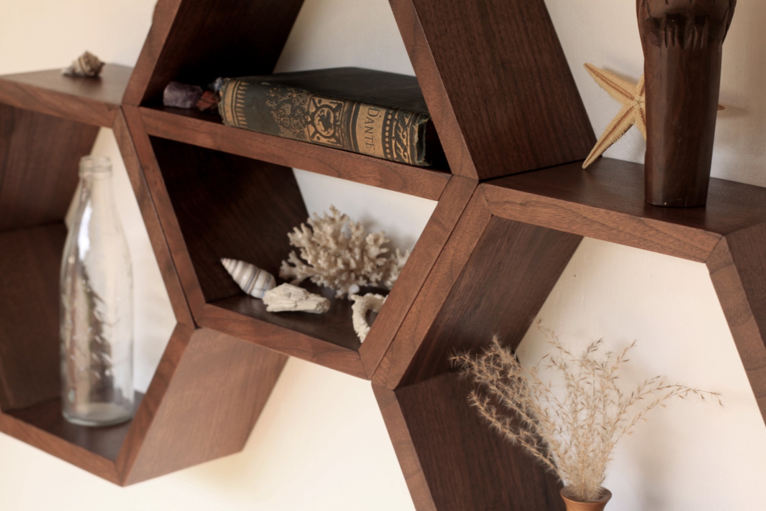 Hexagonal Wall Shelf - original wooden shelves