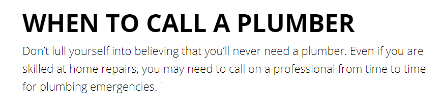 when do you need a plumber
